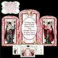 Triple Fold Geisha Red Screen - Card Kit with Decoupage
