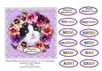 Black & White Cat, Pansies & Lace (2) - 6 x 6 Card Topper & Sentiments