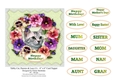 Tabby Cat, Pansies & Lace (1) - 6 x 6 Card Topper & Sentiments