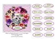 Tabby Cat, Pansies & Lace (4) - 6 x 6 Card Topper & Sentiments