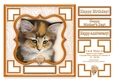 Cat & Mouse (2) - 7.5 x 7.5 Card Topper With Greetings & Decoupage