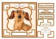 Dachshund Dog & Bone (4) - 7.5 x 7.5 Card Topper With Greetings & Decoupage