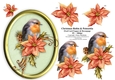 Christmas Robin & Poinsettia - 5 x 7 Oval decoupage Card Topper
