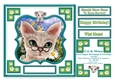 Cat And Mouse - Comical 8 x 8 Card Topper With Decoupage & Greetings
