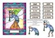 Stained Glass South West Kokopelli - 5 x 7 Card Topper Plus Spanish Relative Tags