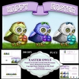 Easter Owls, Shaped Cut And Fold Card Kit With Decoupage, Insert, Envelope And A Bookmark