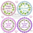 MUM - Mothers Day or Birthday - Four 10 cm Round Toppers - PU/CU Designers Resource For Cards & Scrap