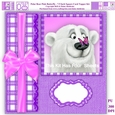 Polar Bear & Pink Butterfly - 7.5 Inch Square Card Topper Kit With Layers and Assorted Greetings