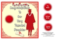Graduation Daughter, Red Gown, Grey Sash 7.5 x 7.5 Card Topper
