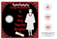 Graduation Daughter, Grey Gown, Red Sash 7.5 x 7.5 Card Topper