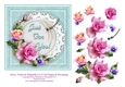 Pink Roses Violets & Dragonfly 6 x 6 Card Topper With Decoupage To Download And Make Cards With