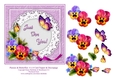 Pansy Flowers & Butterflies 6 x 6 Card Topper With Decoupage To Download And Make Cards With