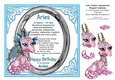 8 x 8 Aries Zodiac Birthday Gemstone Dragon Card Topper & Decoupage