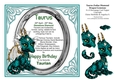 8 x 8 Taurus Zodiac Birthday Gemstone Dragon Card Topper & Decoupage