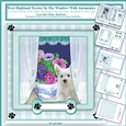 West Highland Terrier In The Window With Anemonies 6 x 6 Card Kit 