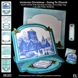 Victorian Christmas Going To Church Easel Card Kit With Matching Envelope & Greetings Tags