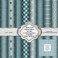 Mens Teal Faux Fabric Assorted 8 x 8 Backing Paper Set One