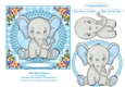 Blue Baby Elephant 6 x 6 Card Topper With Decoupage