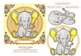 Yellow Baby Elephant 6 x 6 Card Topper With Decoupage