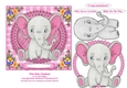 Pink Baby Elephant 6 x 6 Card Topper With Decoupage