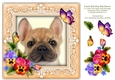 French Bull Dog Pansies Butterfly 8 x 8 Card Topper & Decoupage