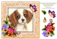 King Charles Spaniel Pansies Butterfly 8 x 8 Card Topper & Decoupage