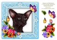 Siamese Cat & Pansies 8 x 8 Card Topper With Decoupage