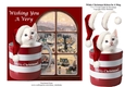 White Christmas Kitten Cat In A Mug & Decoupage