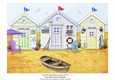 Three Lovely Beach Huts A4 Seaside Scene (2)