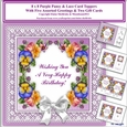 8 x 8 Purple Pansy & Lace Card Toppers & Gift Cards