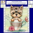 Teacup Yorkshire Terrier Over The Edge Card Kit With Decoupage Insert & Envelope