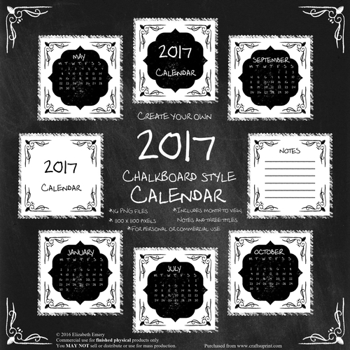 Chalkboard Style Calendar