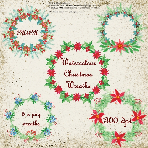 Wateercolour Christmas Wreaths