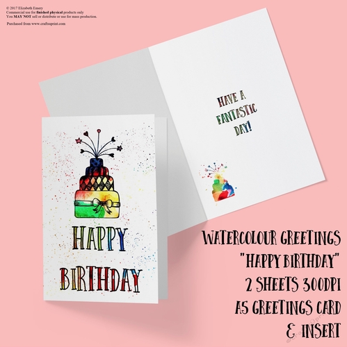 Watercolour Greetings - Happy Birthday