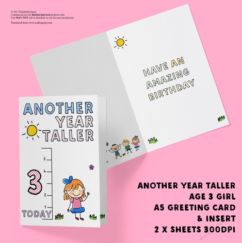 Another Year Taller Age 3 Girl