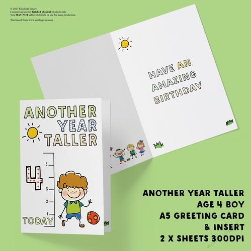 Another Year Taller Age 4 Boy