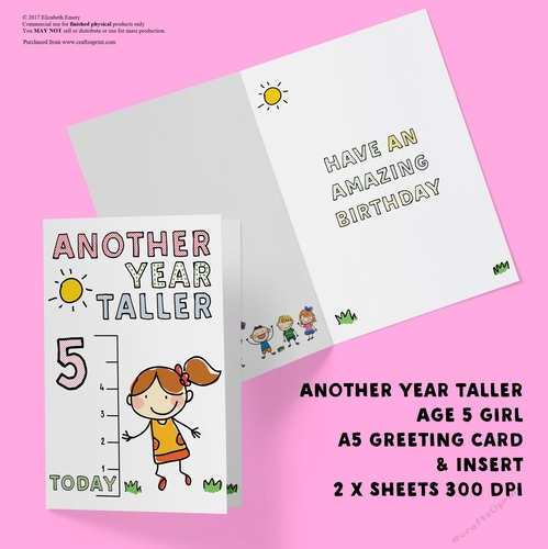 Another Year Taller Age 5 Girl