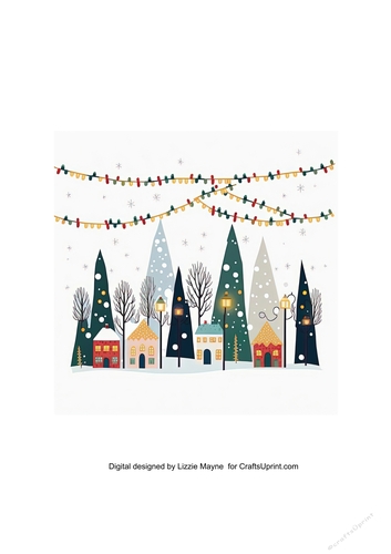 Whimsical Christmas lights garland & village
