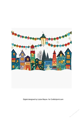 Whimsical Christmas lights garland & village