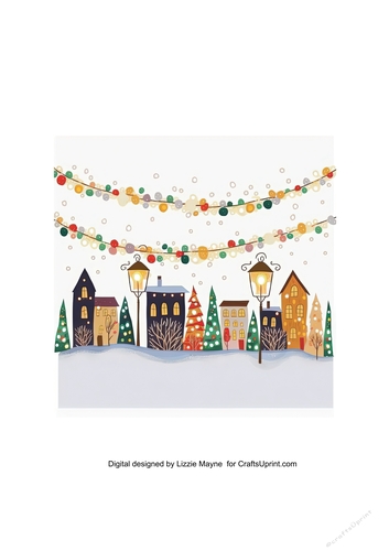 Whimsical Christmas lights garland & snowy village