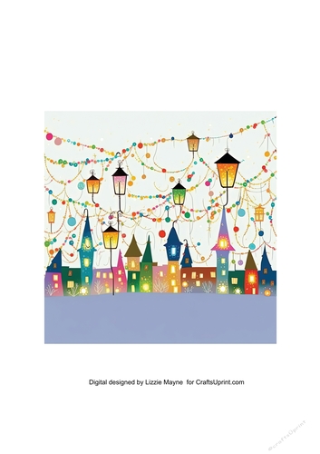 Whimsical Christmas lights garland & snowy village