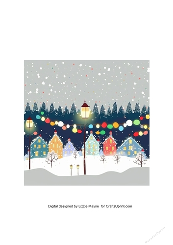 Whimsical Christmas lights garland & snowy village