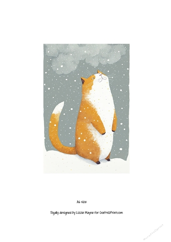Cat looking up at the snow