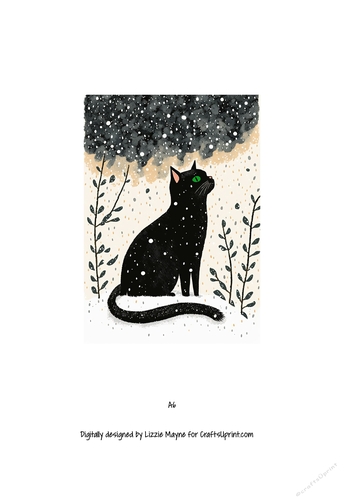 Cat looking up at the snow
