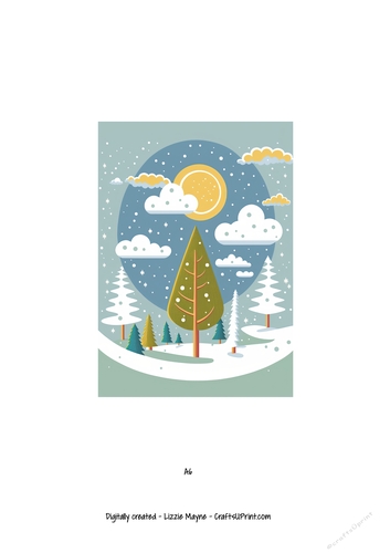 Whimsical woodland snow scene