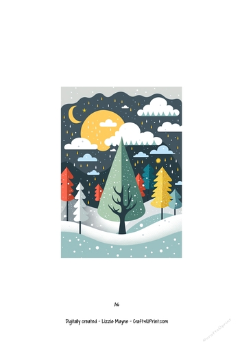 Whimsical woodland snow scene