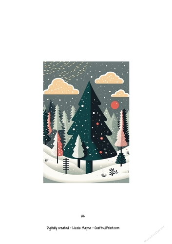 Whimsical woodland snow scene