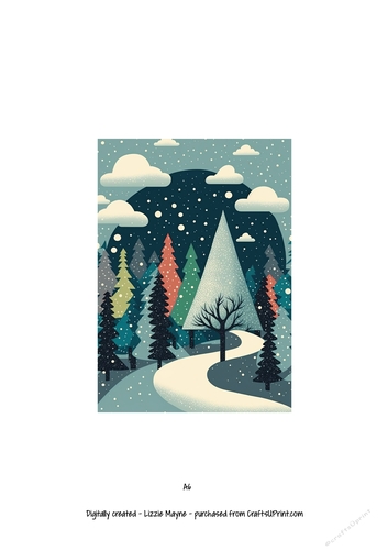 Whimsical woodland snow scene
