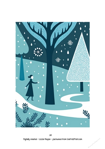 Whimsical woodland snow scene