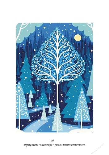 Whimsical woodland snow scene